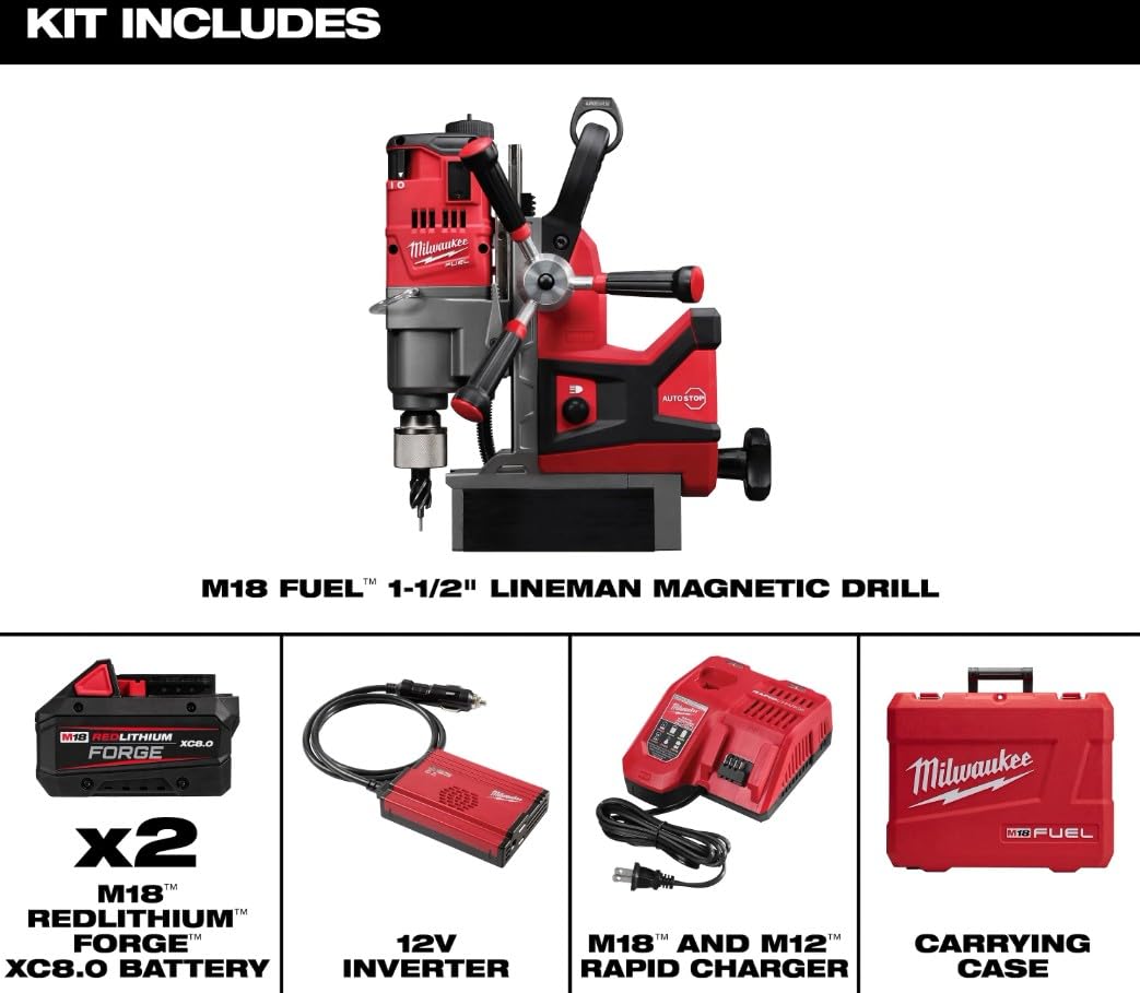 Milwaukee 278822HD M18 FUEL 1-1/2 in. Lineman Magnetic Drill Kit